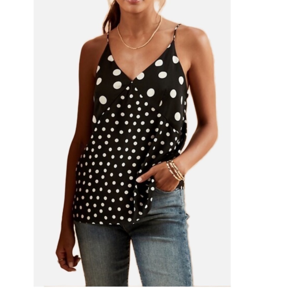 Banana Republic Womens Ladies Black Polka Dot Camisole Tank Top Size 0